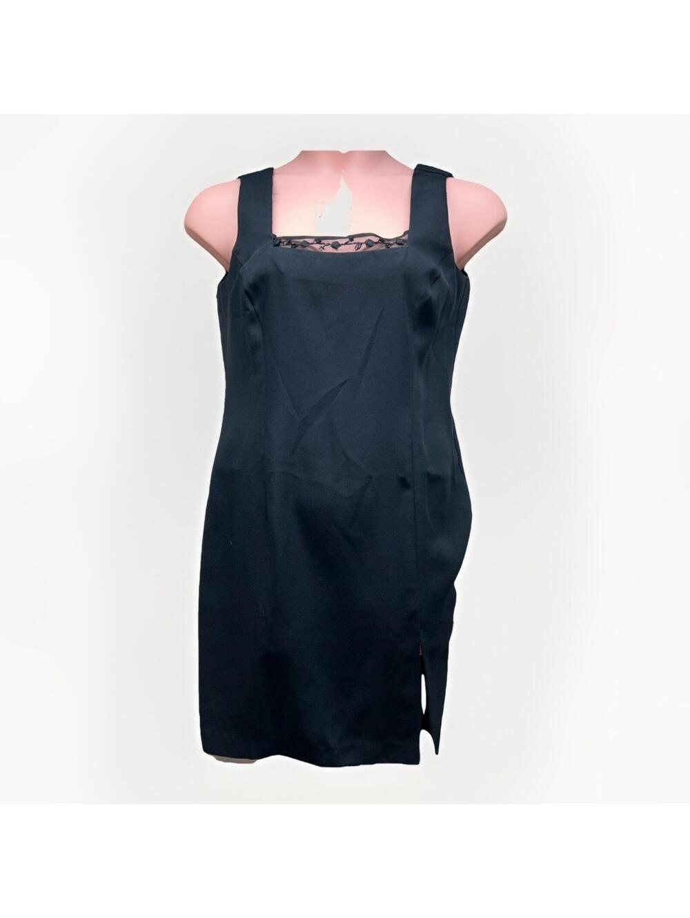 Adrianna Papell  Occasions Navy Blue Sheath Dress Beaded Size 10 Petite
